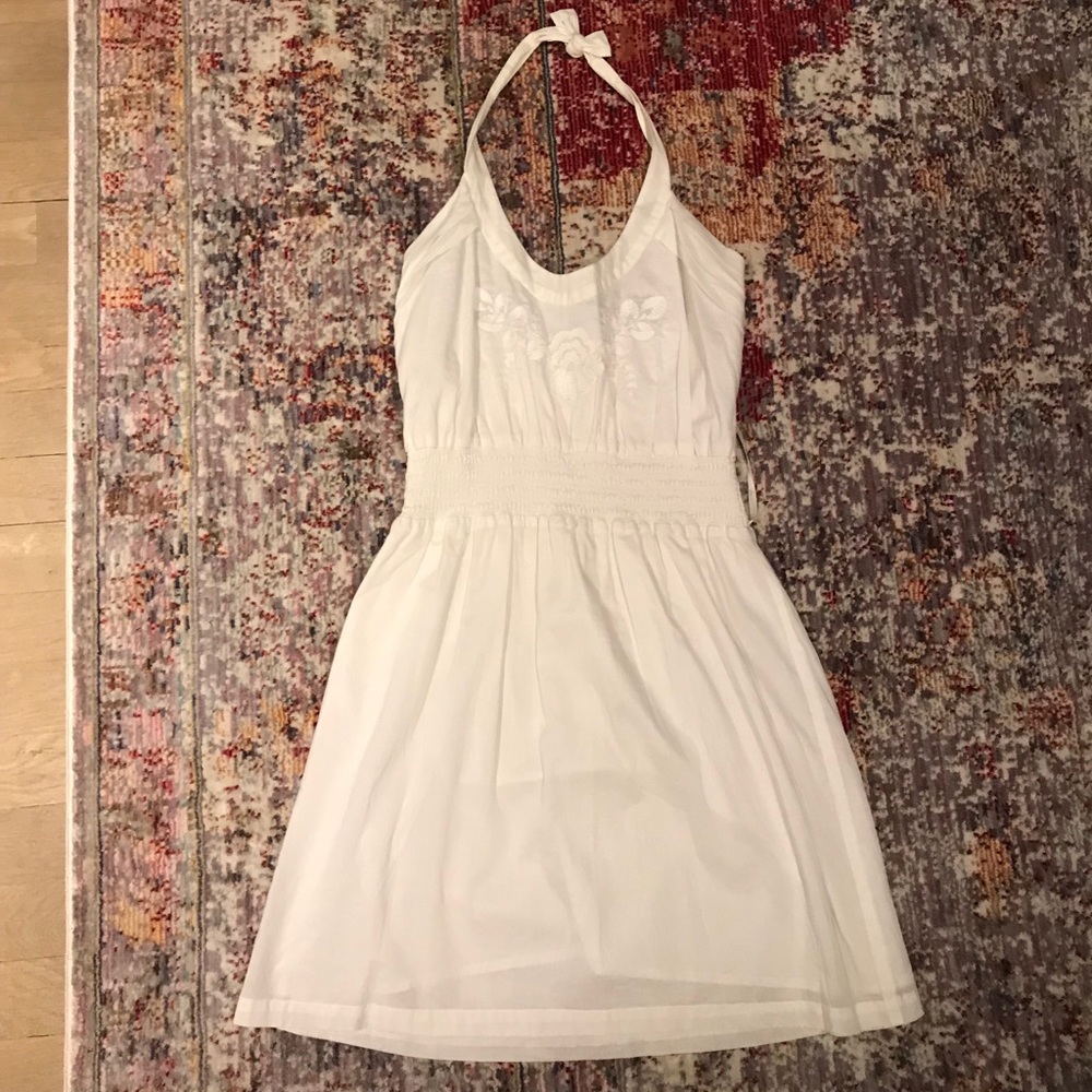 BCBGénération White Halter Dress Embroidery